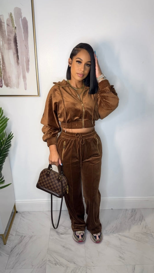 Chocolate luxe tracksuit